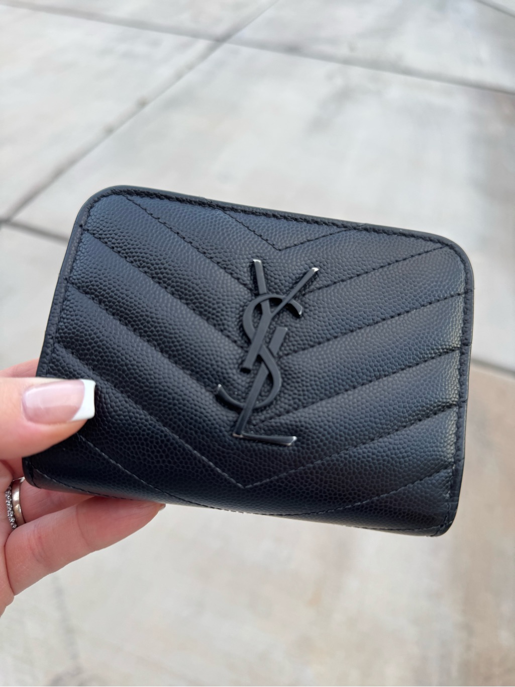 Authentic! Yves Saint Laurent Black Quilted Leather Wallet